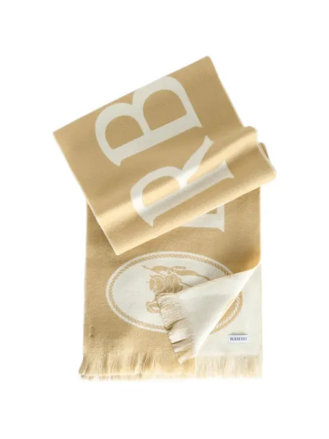 Burberry logo-intarsia fringed scarf