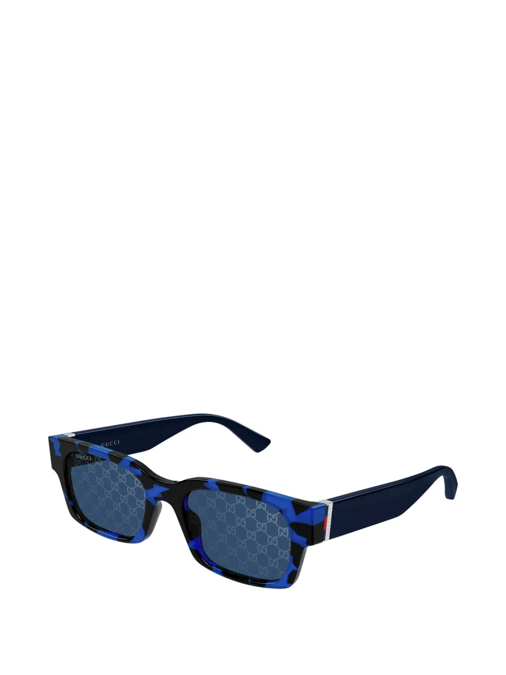 Gucci Eyewear GG Monogram zonnebril met rechthoekig montuur Blauw