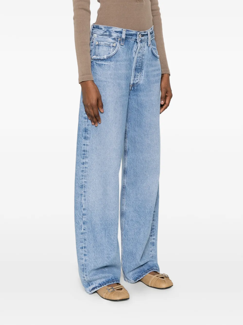 Citizens of Humanity Ayla jeans met vervaagd effect en wijde pijpen Blauw