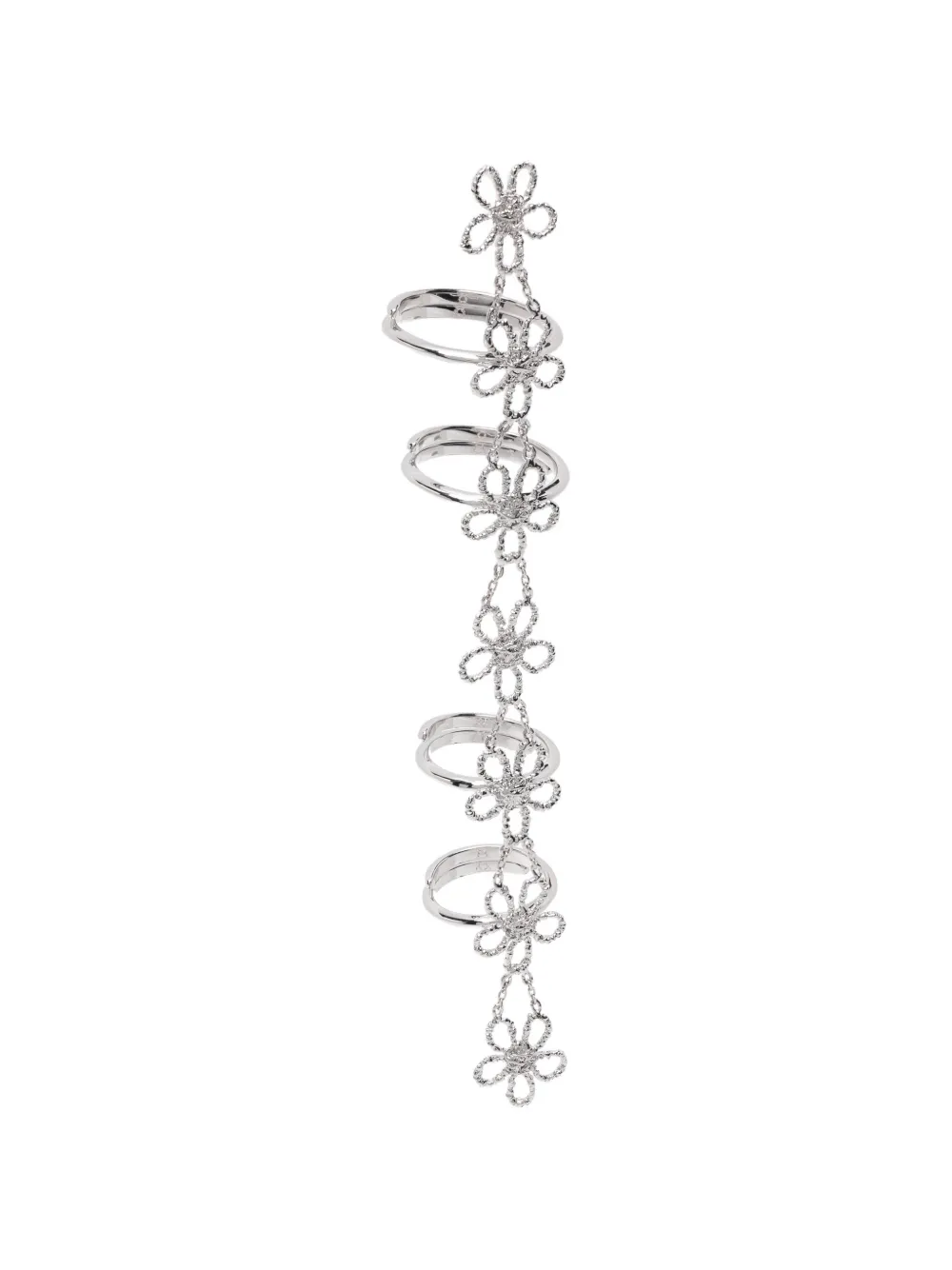 SHUSHU/TONG floral-motif crystal-embellished ring - Argento