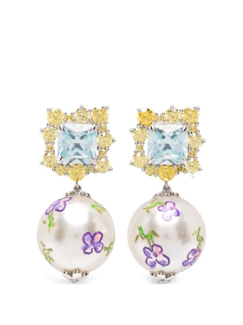 SHUSHU/TONG floral-print drop earrings