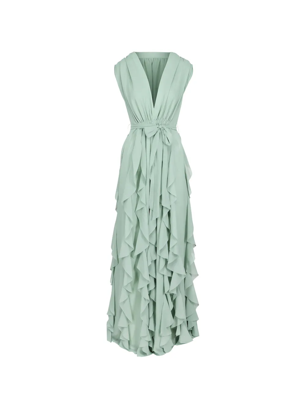 Catherine Regehr ruffled-skirt V-neck maxi gown - Grün