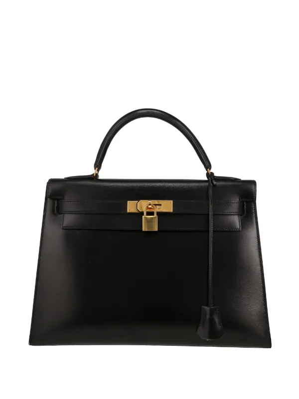 Hermès Pre-owned 1990 Kelly 32 Leather Handbag in Black