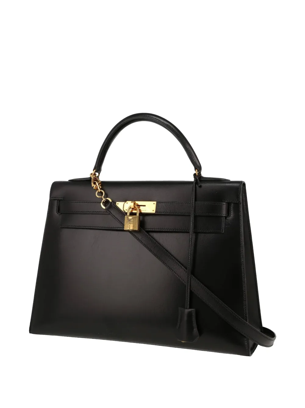 Hermès Pre-owned 1990 Kelly 32 Leather Handbag in Black, view 3