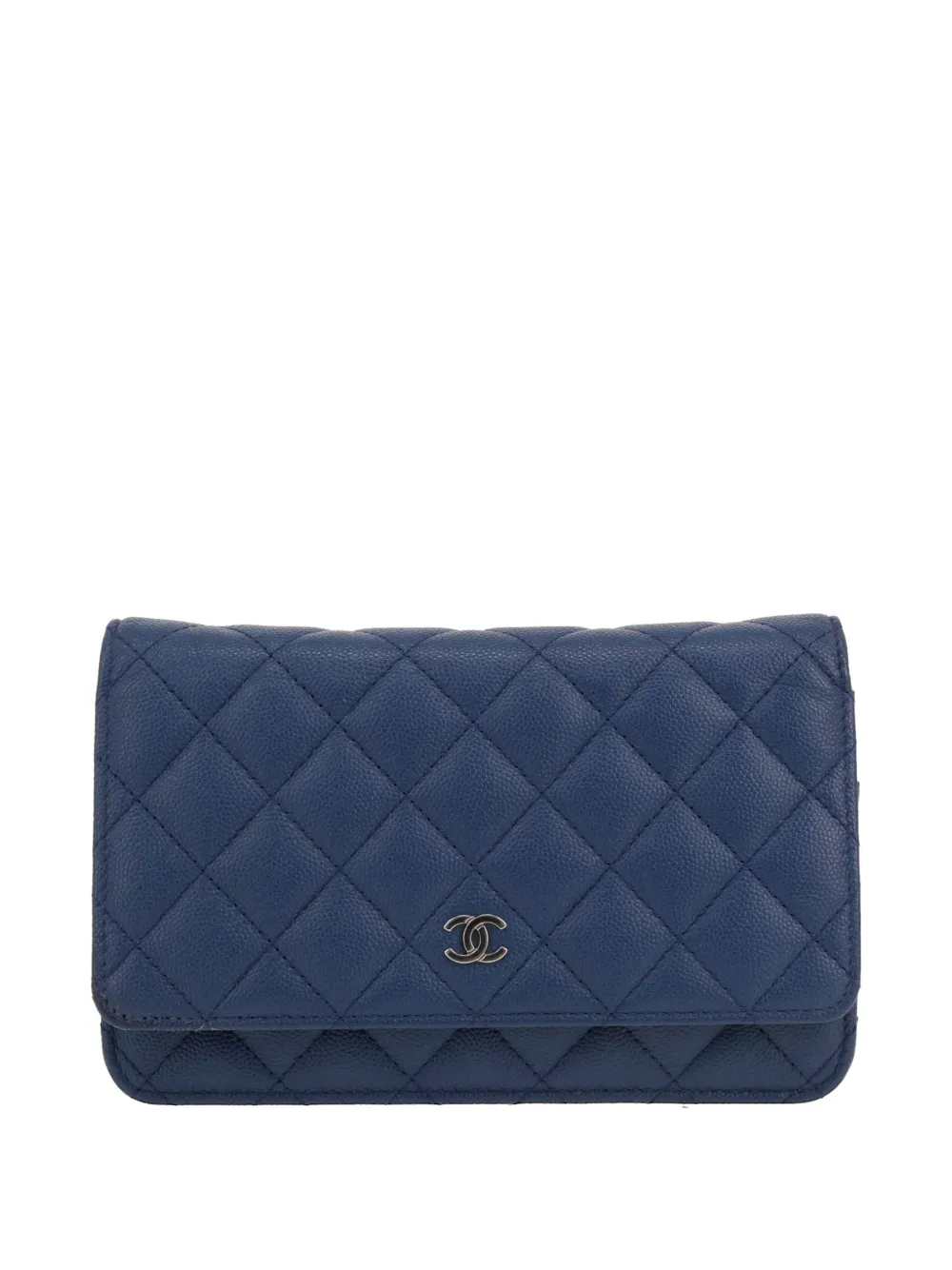 CHANEL Pre-Owned 2019 quilted grained leather Wallet on Chain shoulder bag - Blu