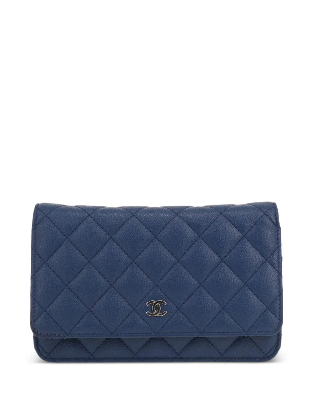 CHANEL Pre-Owned 2019 quilted grained leather Wallet on Chain shoulder bag - Blu