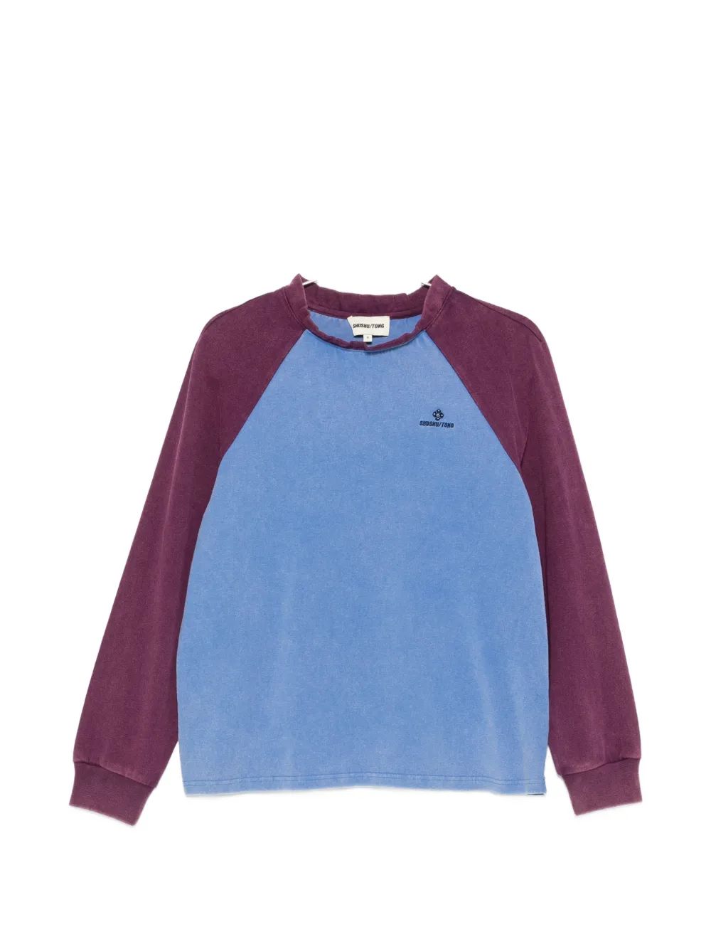 SHUSHU/TONG raglan-sleeve logo-embroidered sweater - Blu