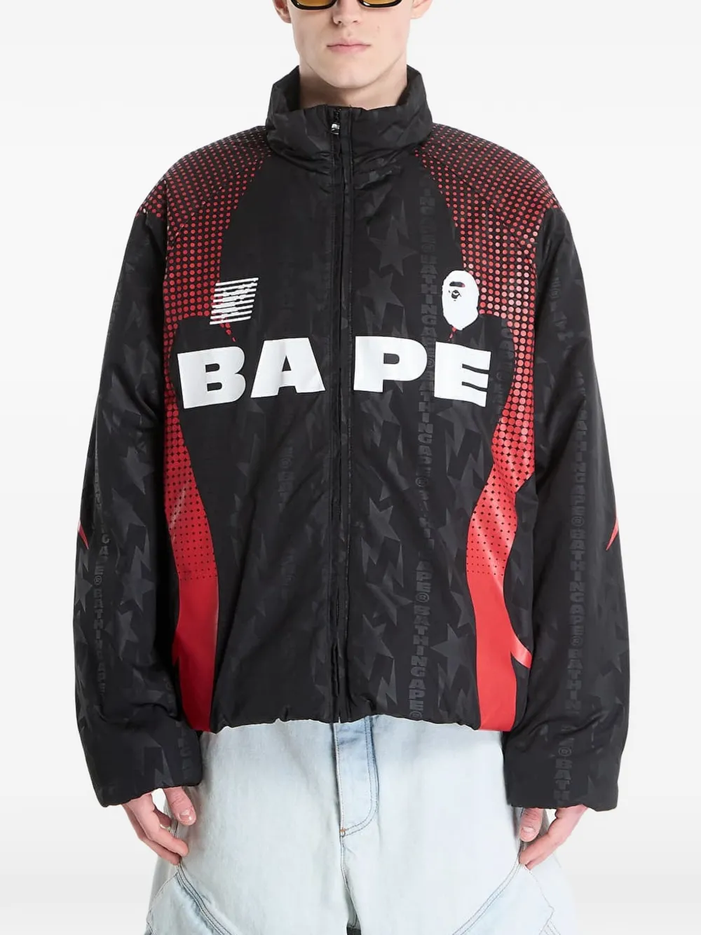 A BATHING APE® logo-print padded jacket - Nero