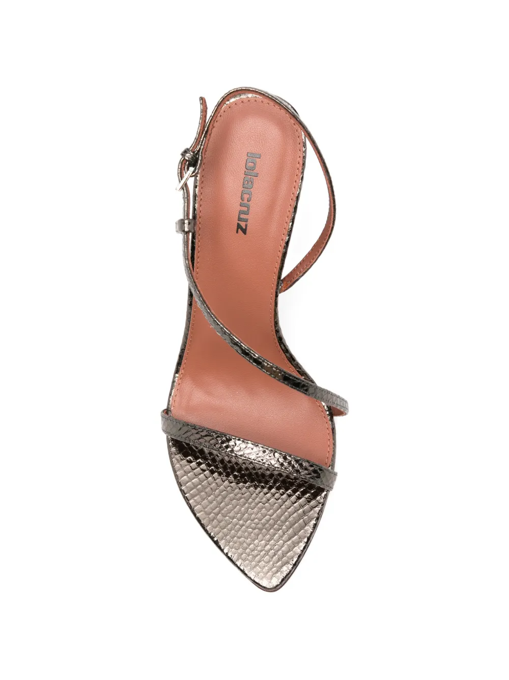 Lola Cruz Francesca snakeskin-effect buckled sandals Grijs