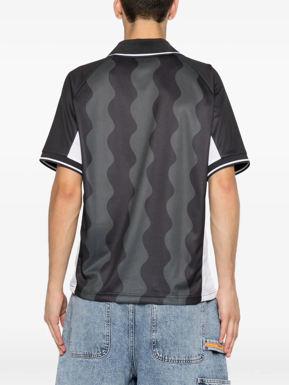 Replay Shirt met polokraag en print Grijs