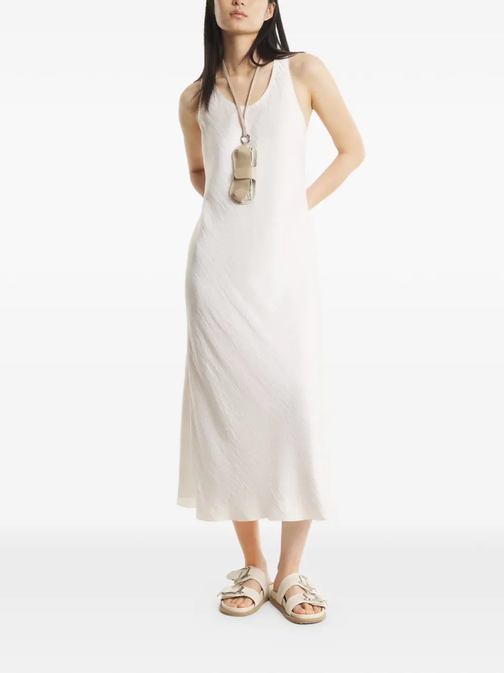 Maison Kitsuné Racer-back Crinkled Dress In Neutral