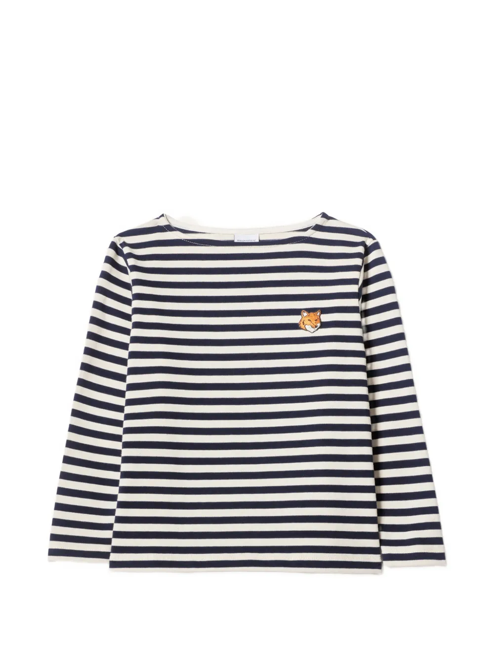 Maison Kitsuné Fox Head horizontal-stripe long-sleeve t-shirt - Blu