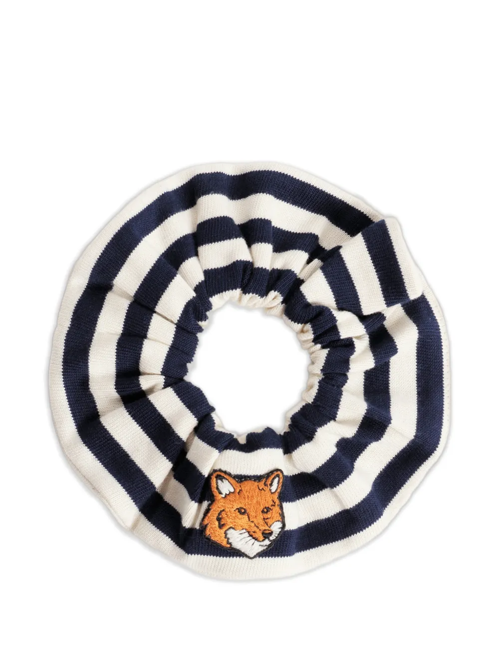 Maison Kitsuné Fox Head striped scrunchie - Blau