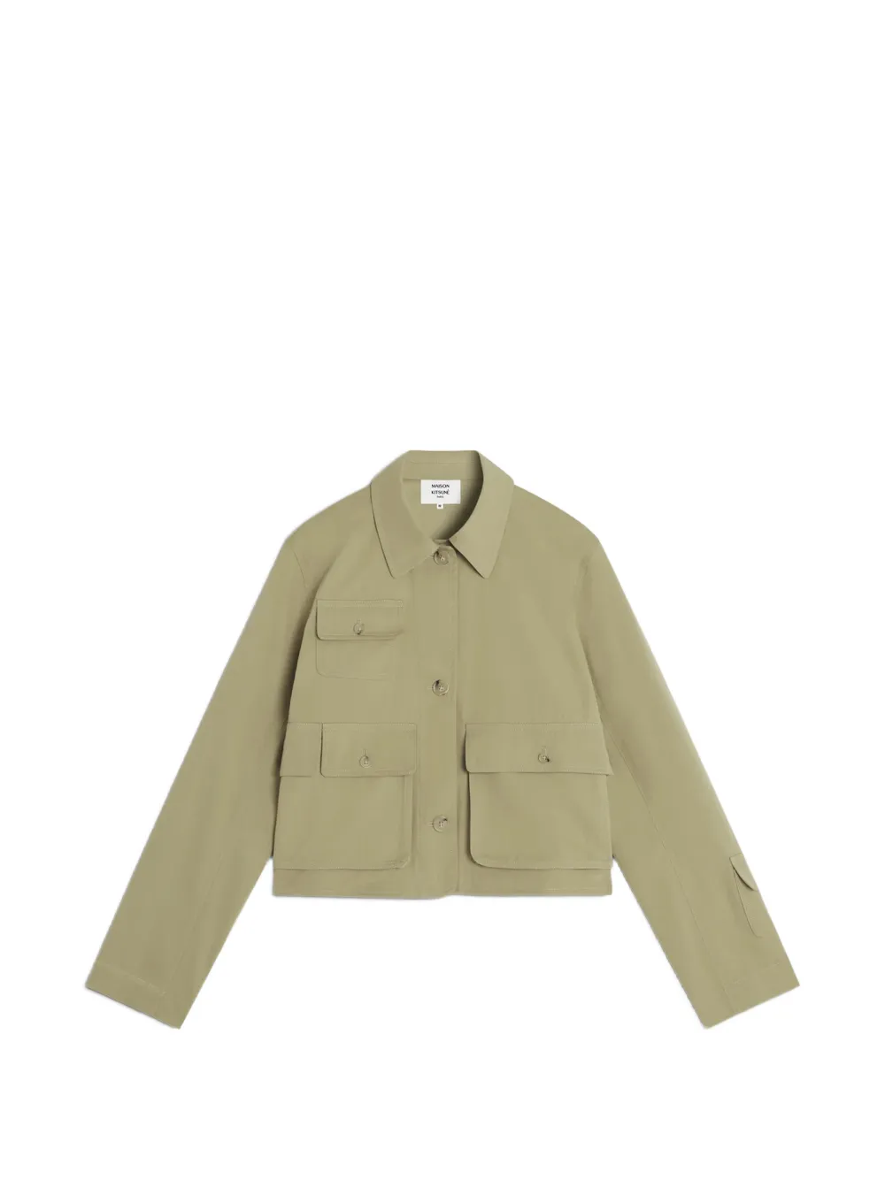 Maison Kitsuné Multi-pocket Cropped Jacket In Green