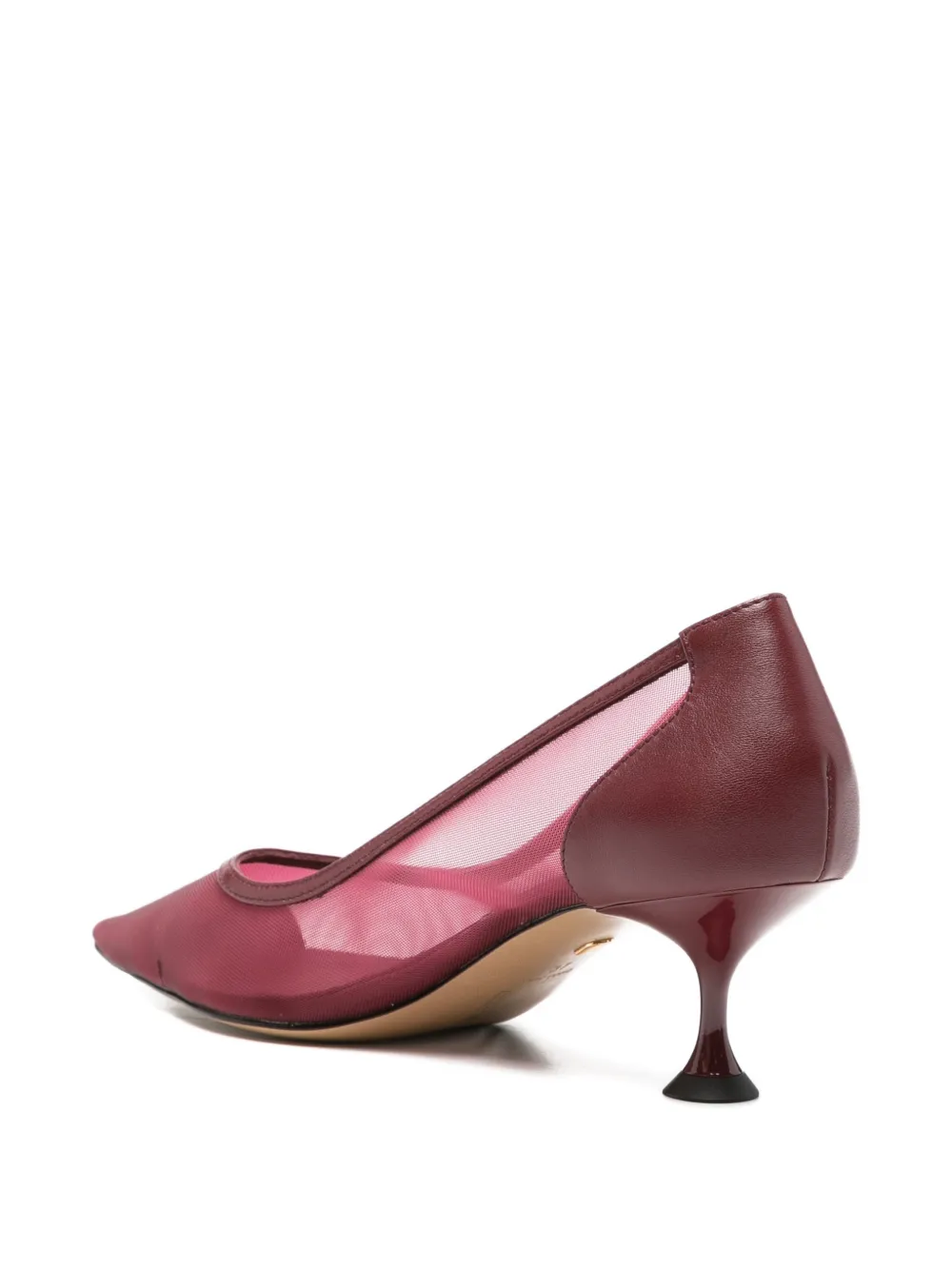 Lola Cruz Léa mesh-panelled pointed-toe pumps Rood