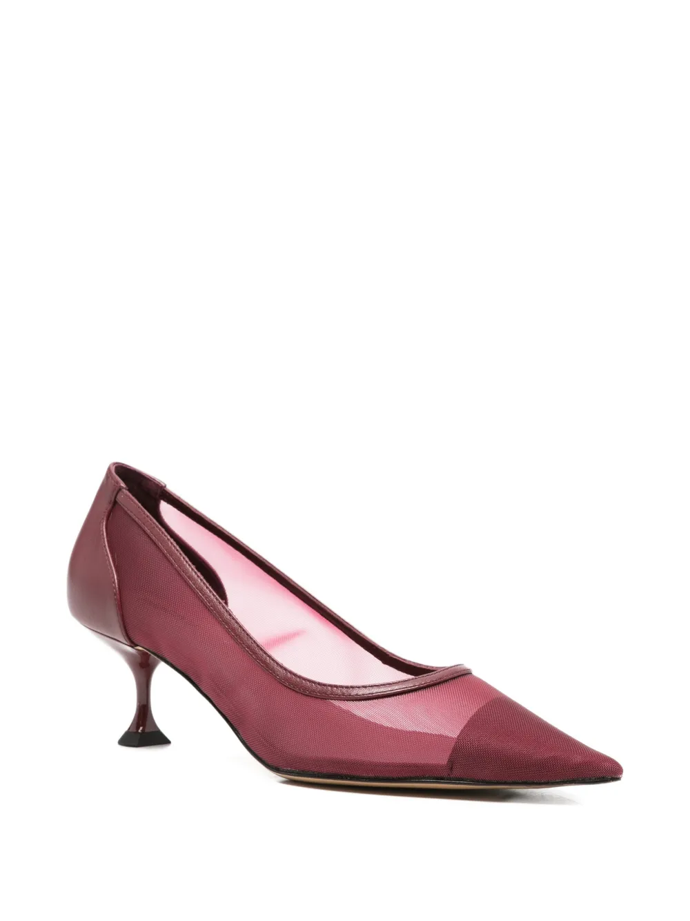 Lola Cruz Léa mesh-panelled pointed-toe pumps Rood