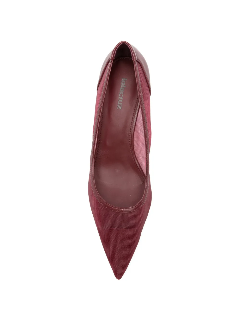 Lola Cruz Léa mesh-panelled pointed-toe pumps Rood