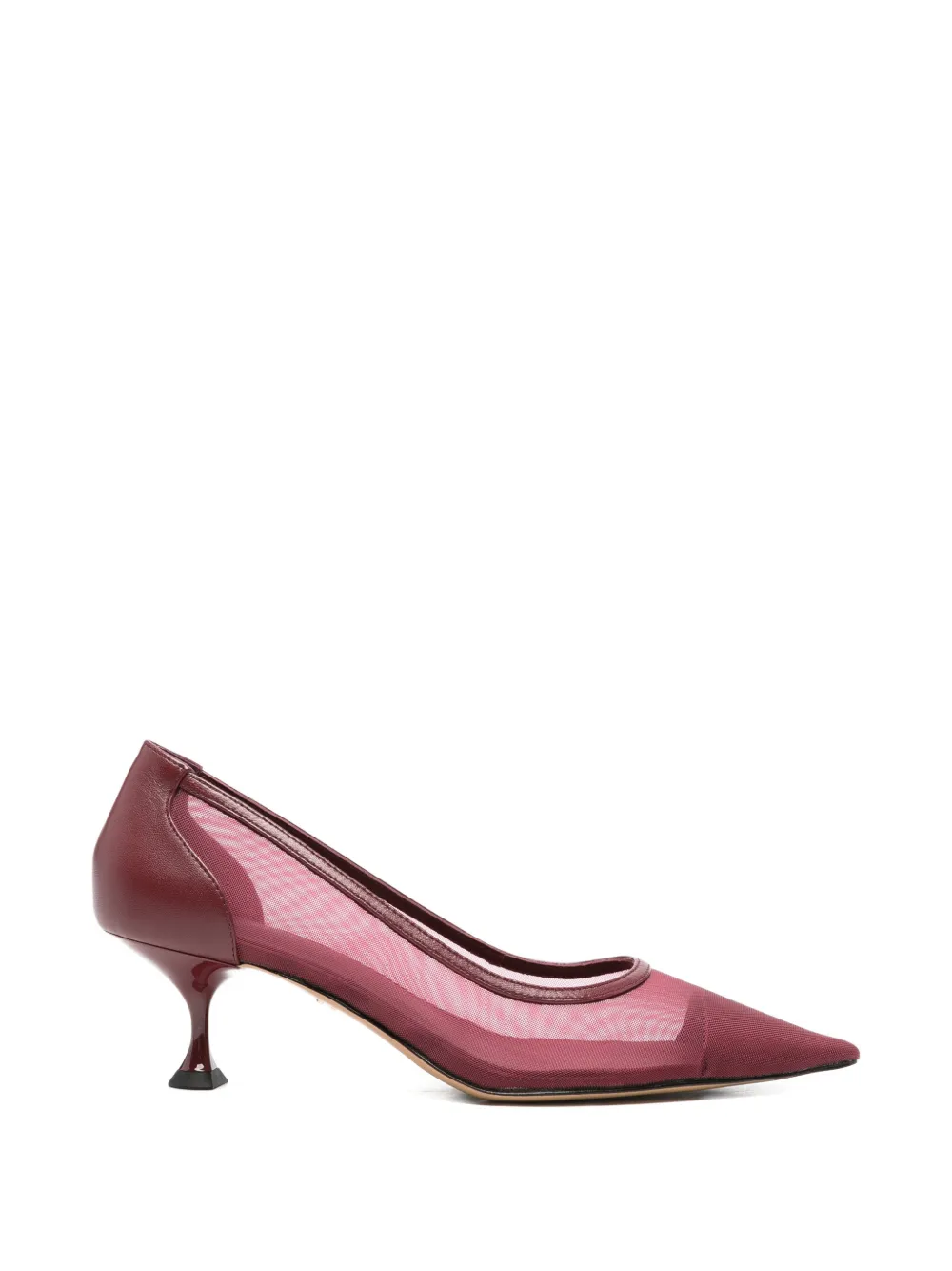 Lola Cruz Léa mesh-panelled pointed-toe pumps Rood