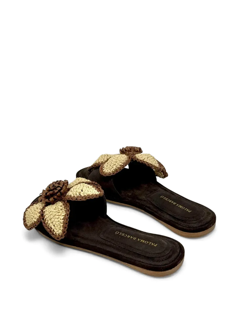 Paloma Barceló flower-appliqué flat sandals Bruin