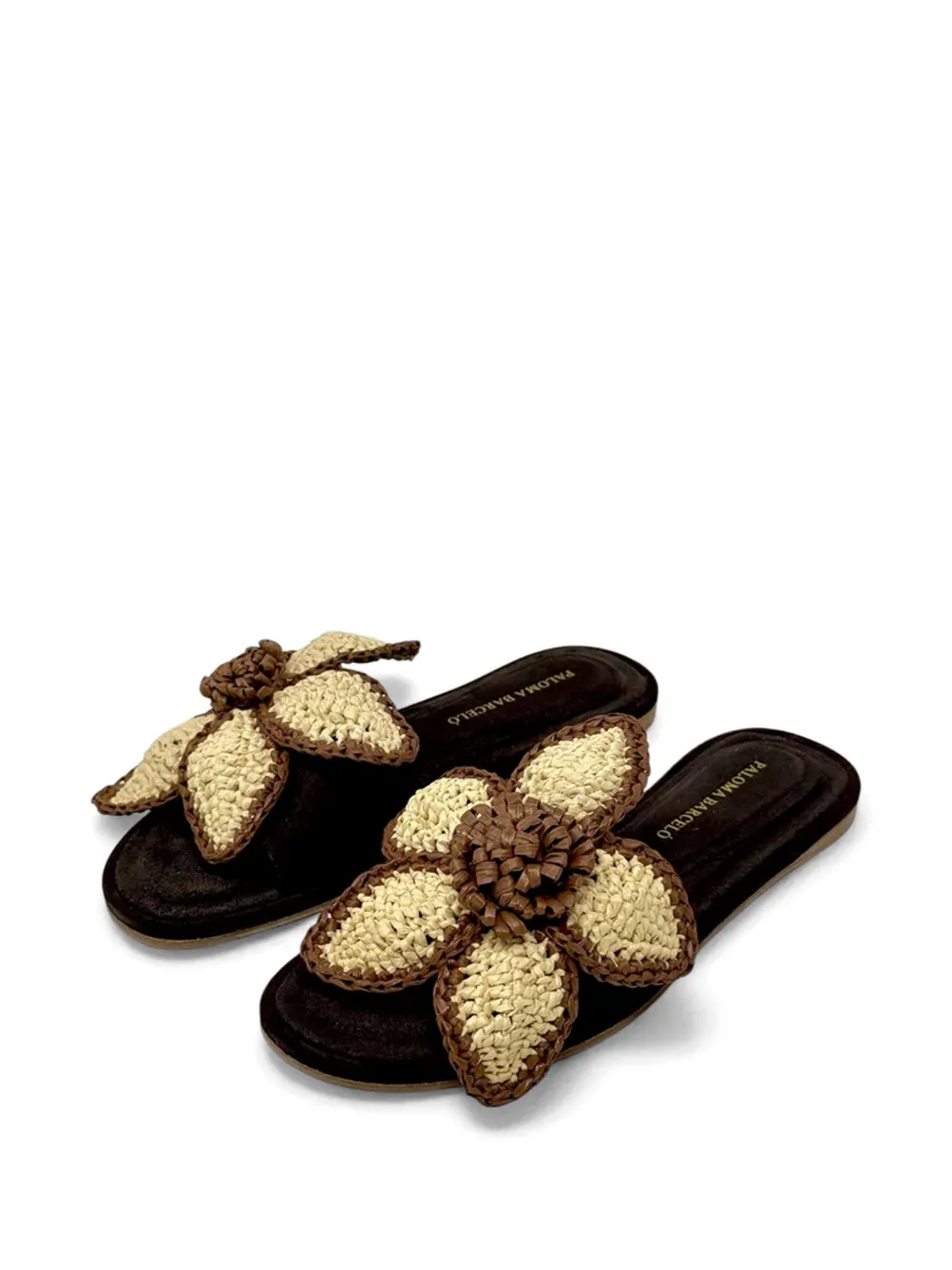 Paloma Barceló flower-appliqué flat sandals Bruin