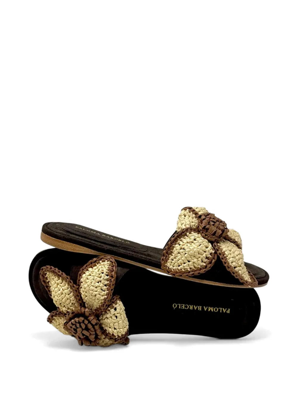 Paloma Barceló flower-appliqué flat sandals Bruin