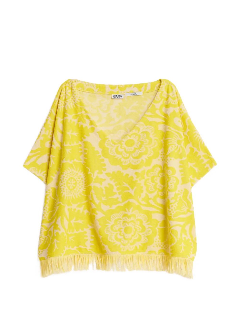 Essentiel Antwerp V-neck fringed-hem T-shirt - Giallo