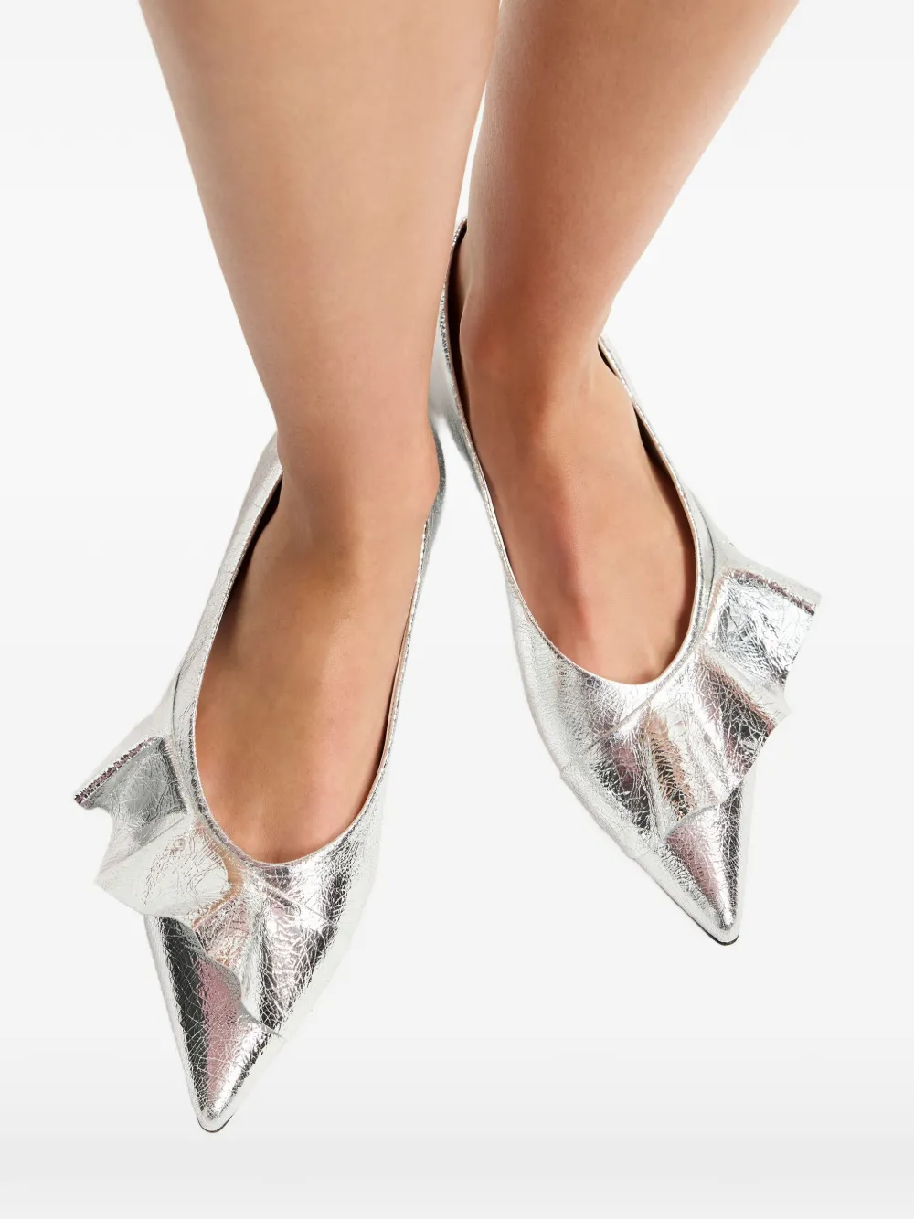 Essentiel Antwerp Ballerina's met ruches Zilver