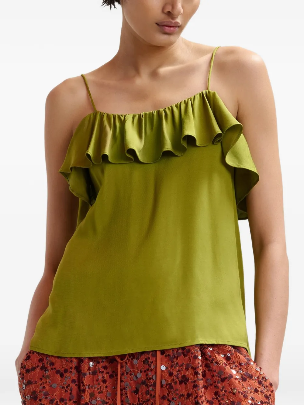 Essentiel Antwerp Janielle top met ruches Groen