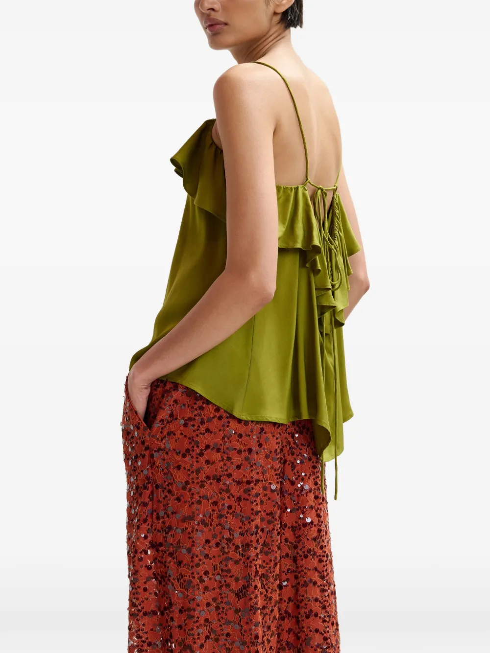 Essentiel Antwerp Janielle top met ruches Groen