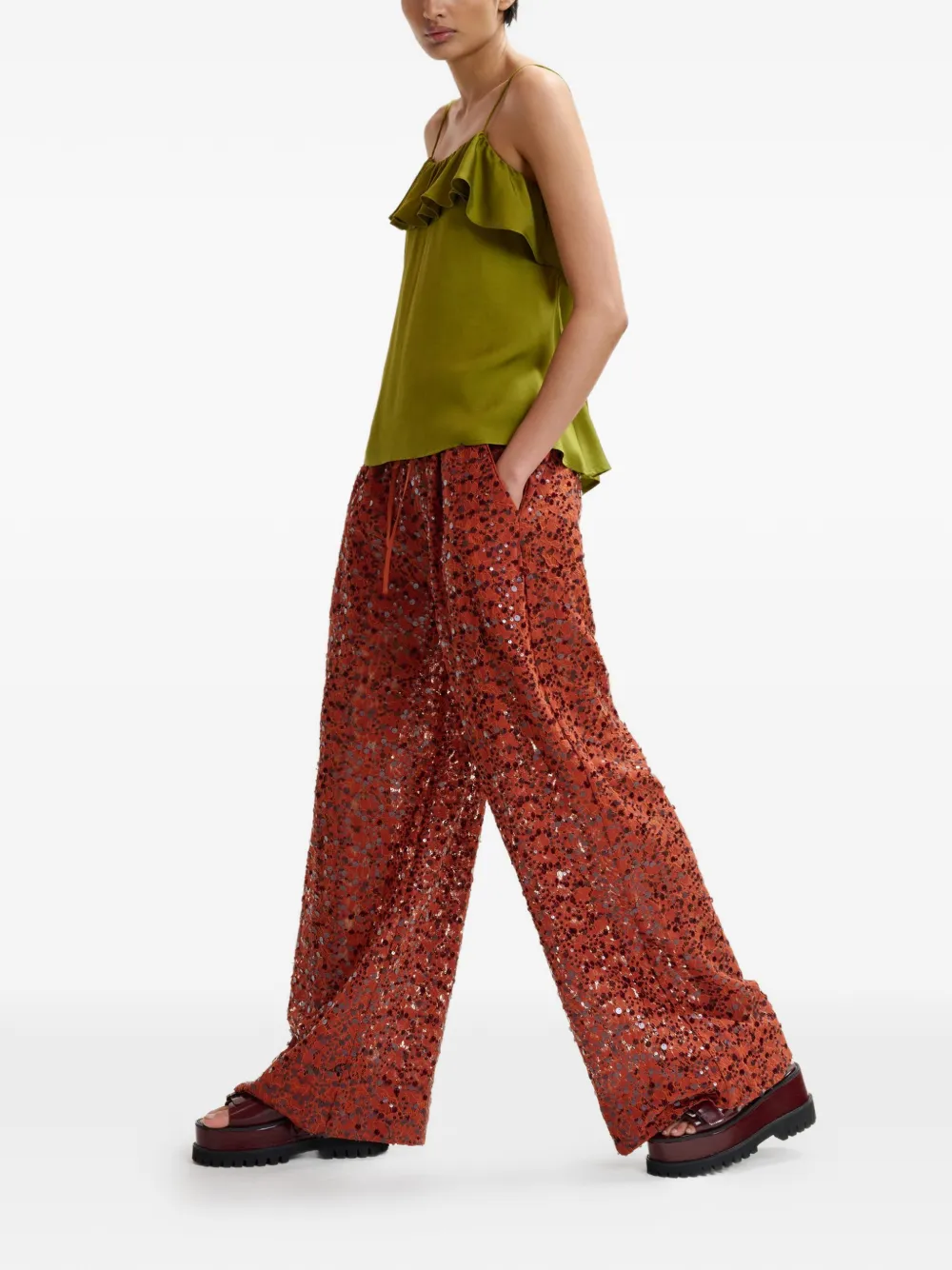 Essentiel Antwerp Janielle top met ruches Groen