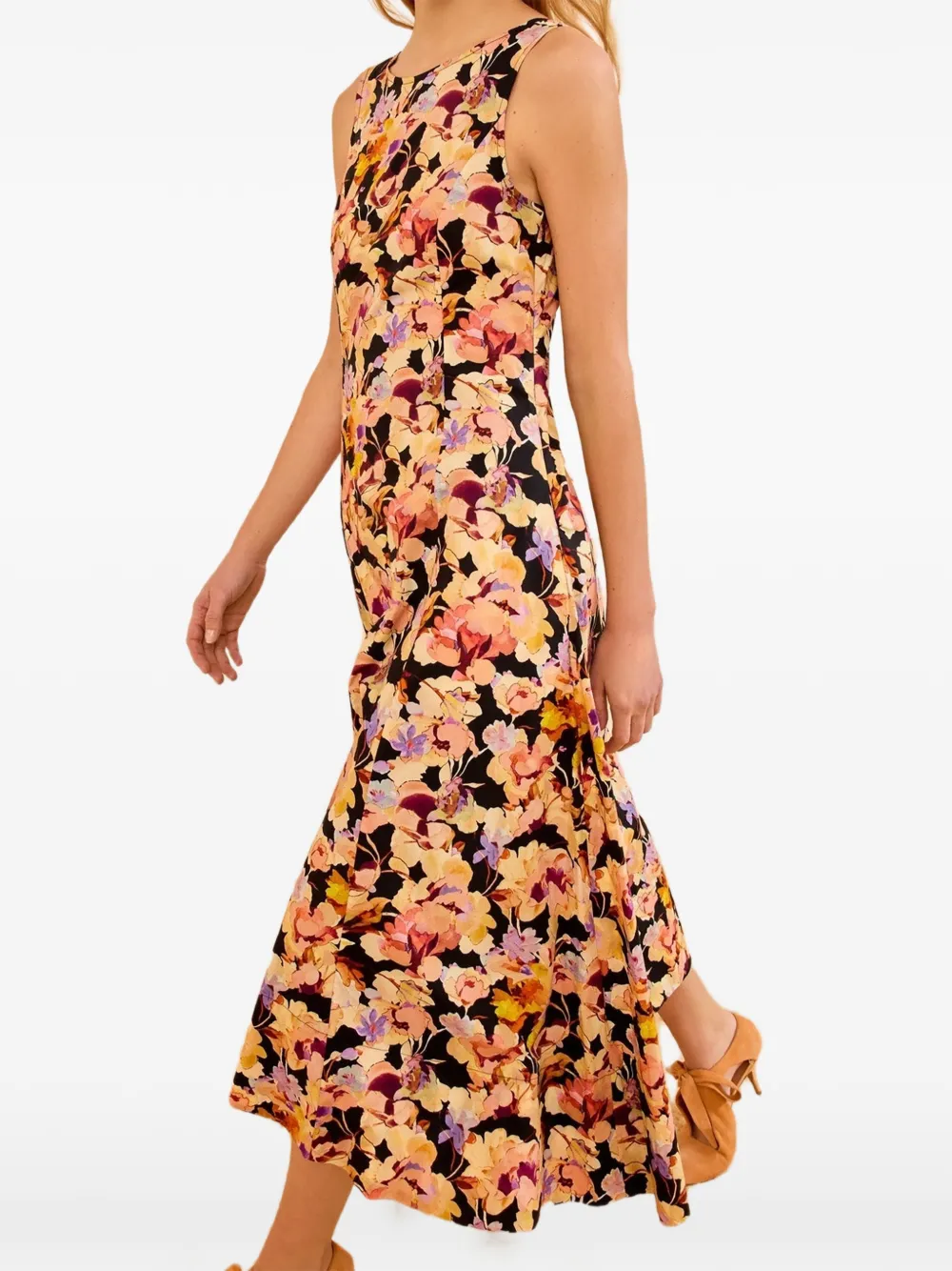 Ulla Johnson Midi-jurk met bloemenprint Zwart