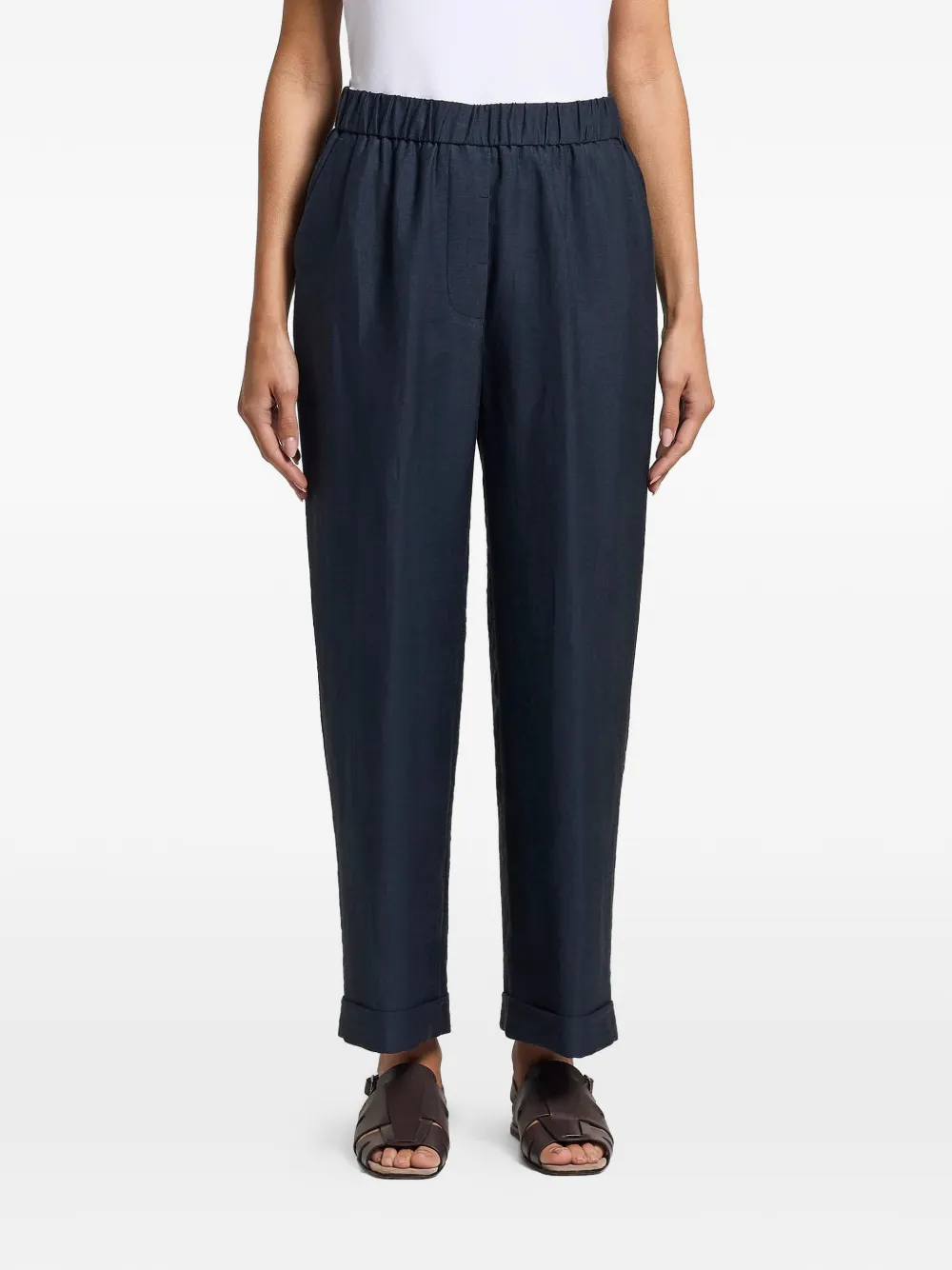 Peserico elastic-waist turn-up trousers - Blu