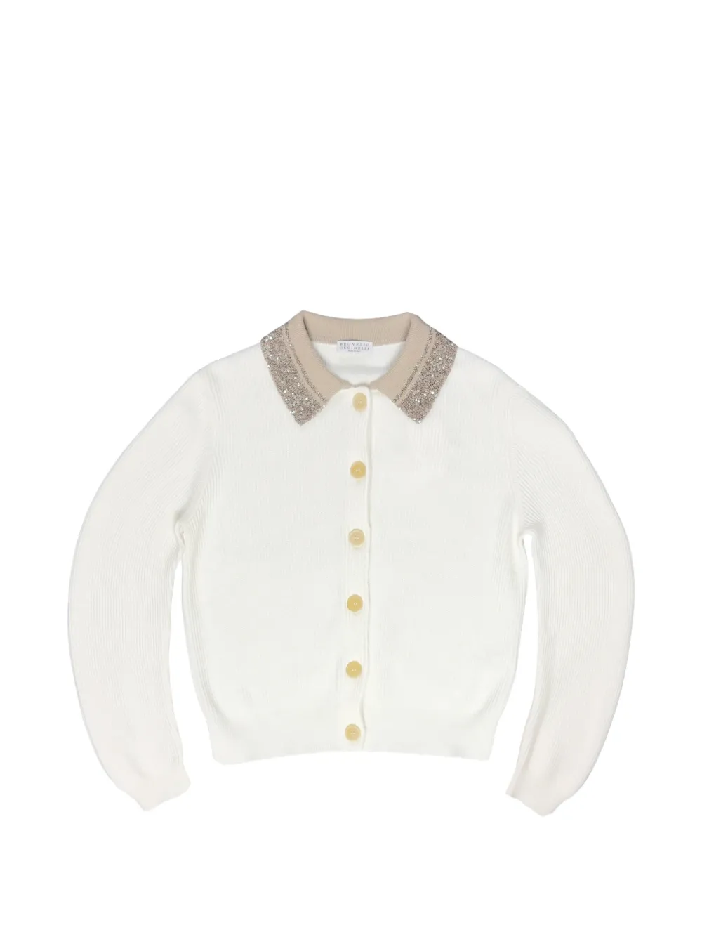 Brunello Cucinelli sequin-embellished ribbed cardigan - White