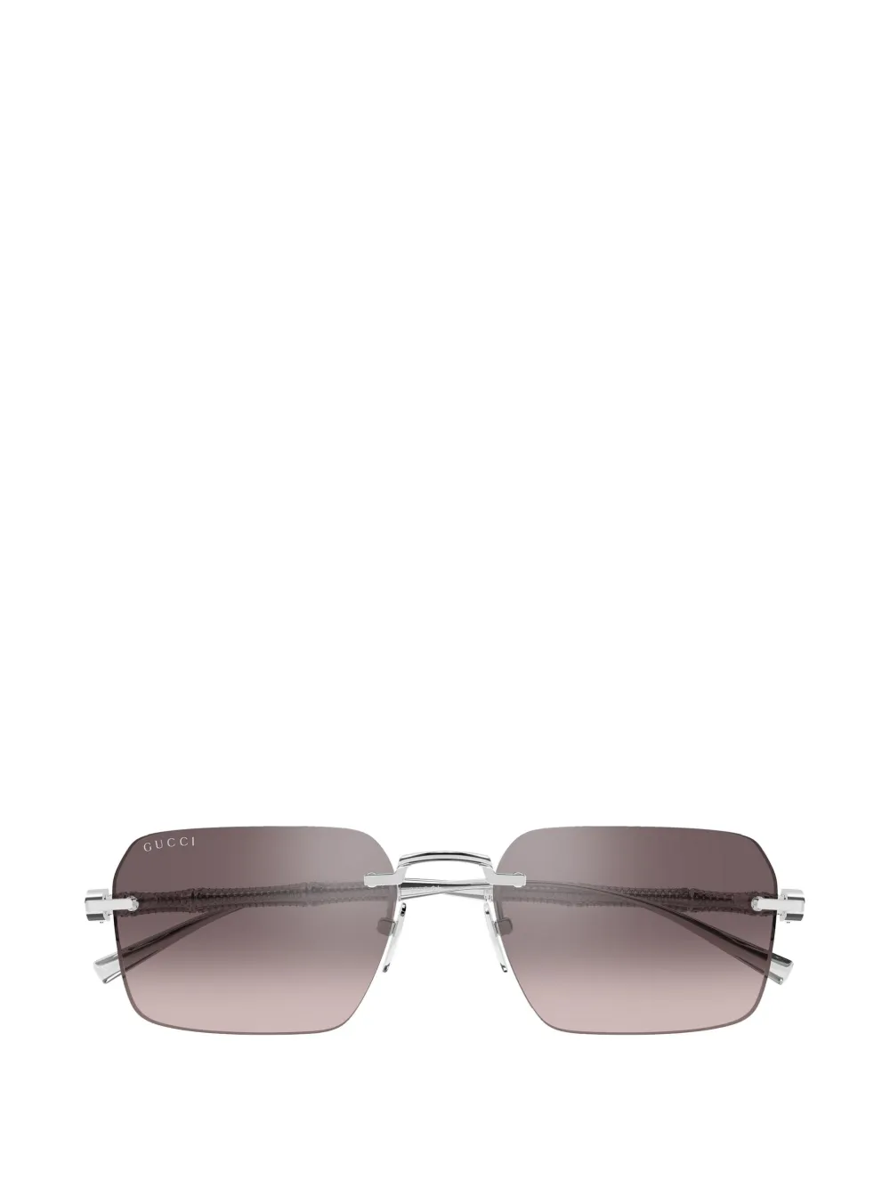 Gucci Eyewear rimless rectangle-frame sunglasses - Argento