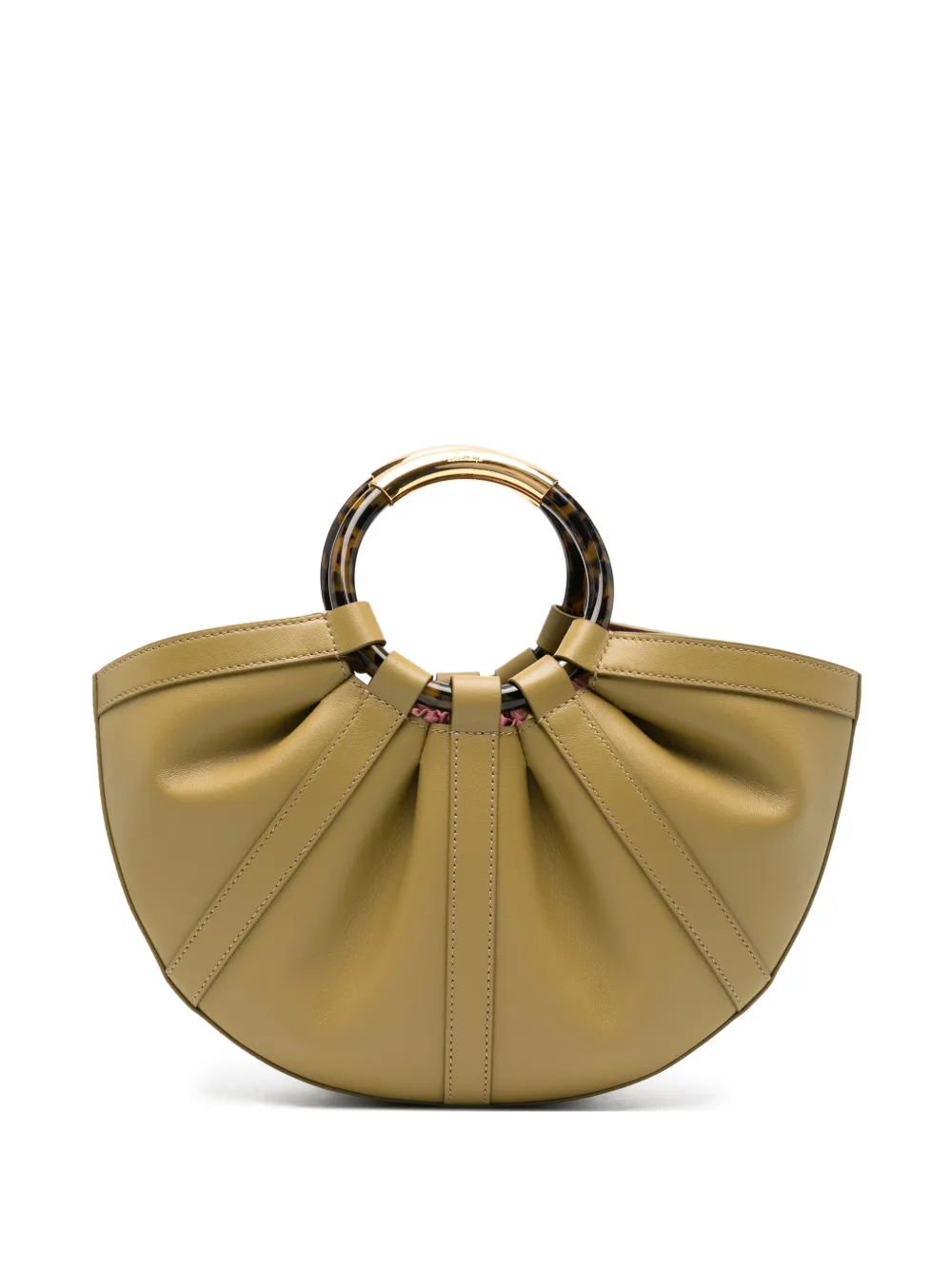 Coccinelle medium Shell pleated tortoiseshell-handle tote bag - Verde