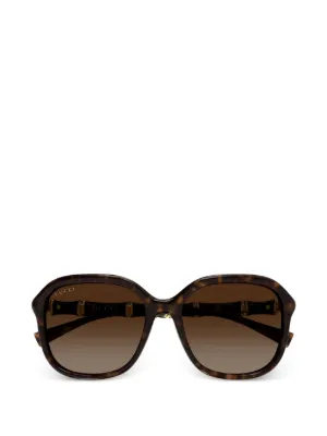 Gucci Eyewear geometric-frame Logo Sunglasses | Brown | FARFETCH