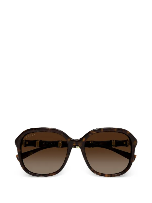Gucci Eyewear バンブースクエアフレーム サングラス | ブラウン