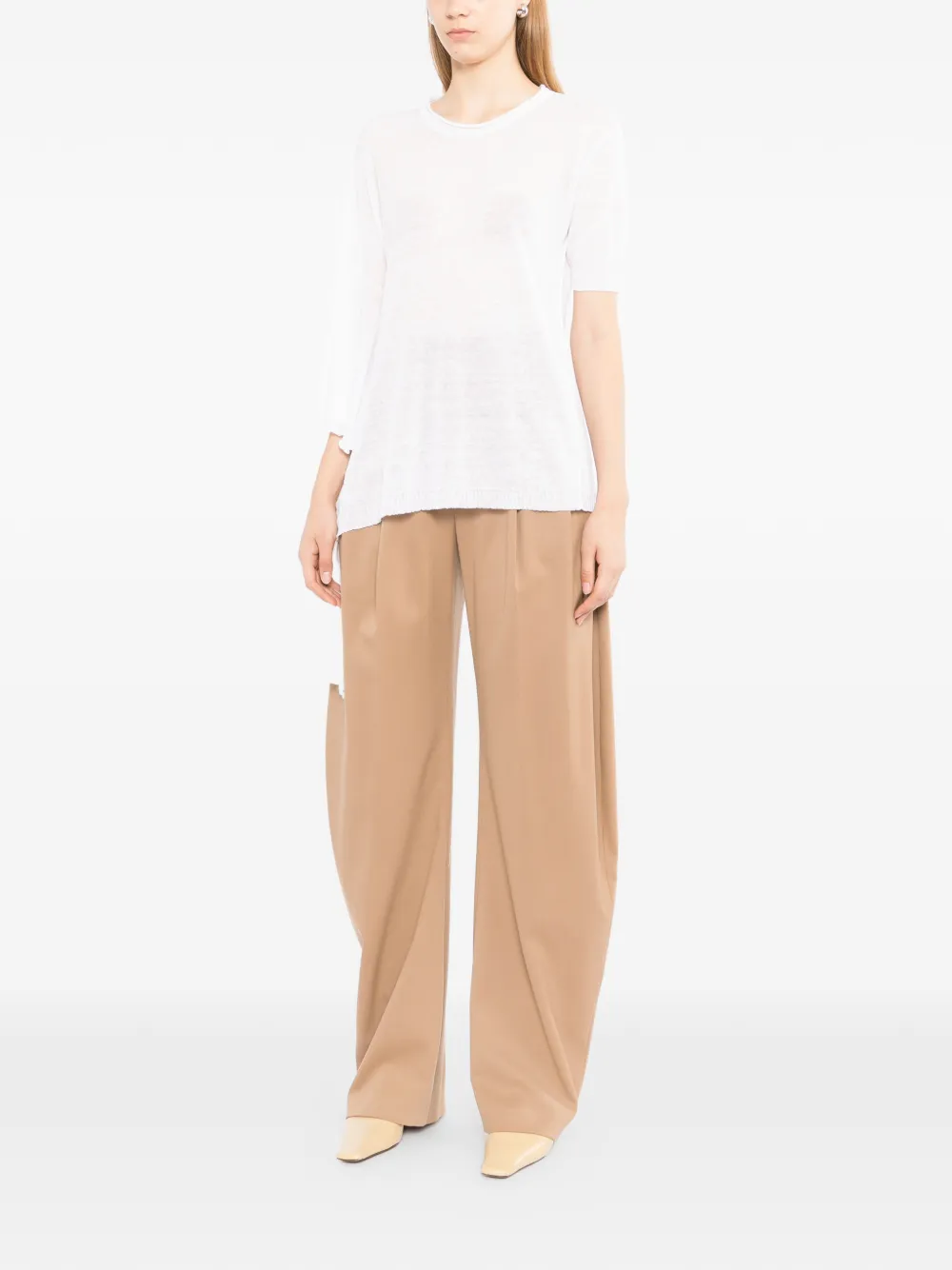 Uma Wang T-shirt met asymmetrische mouwen Wit