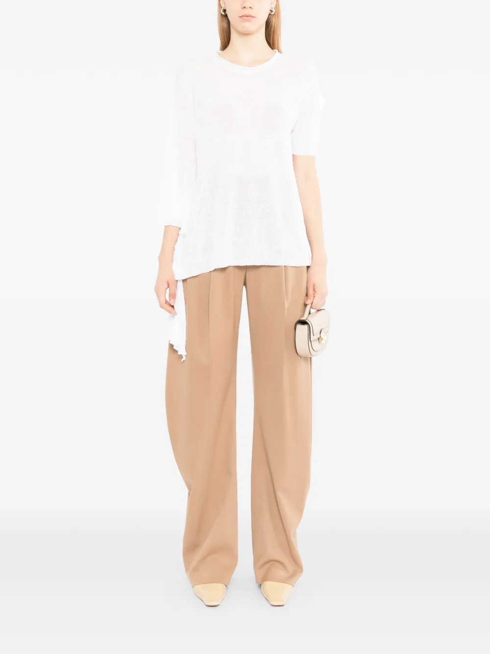 Uma Wang T-shirt met asymmetrische mouwen Wit