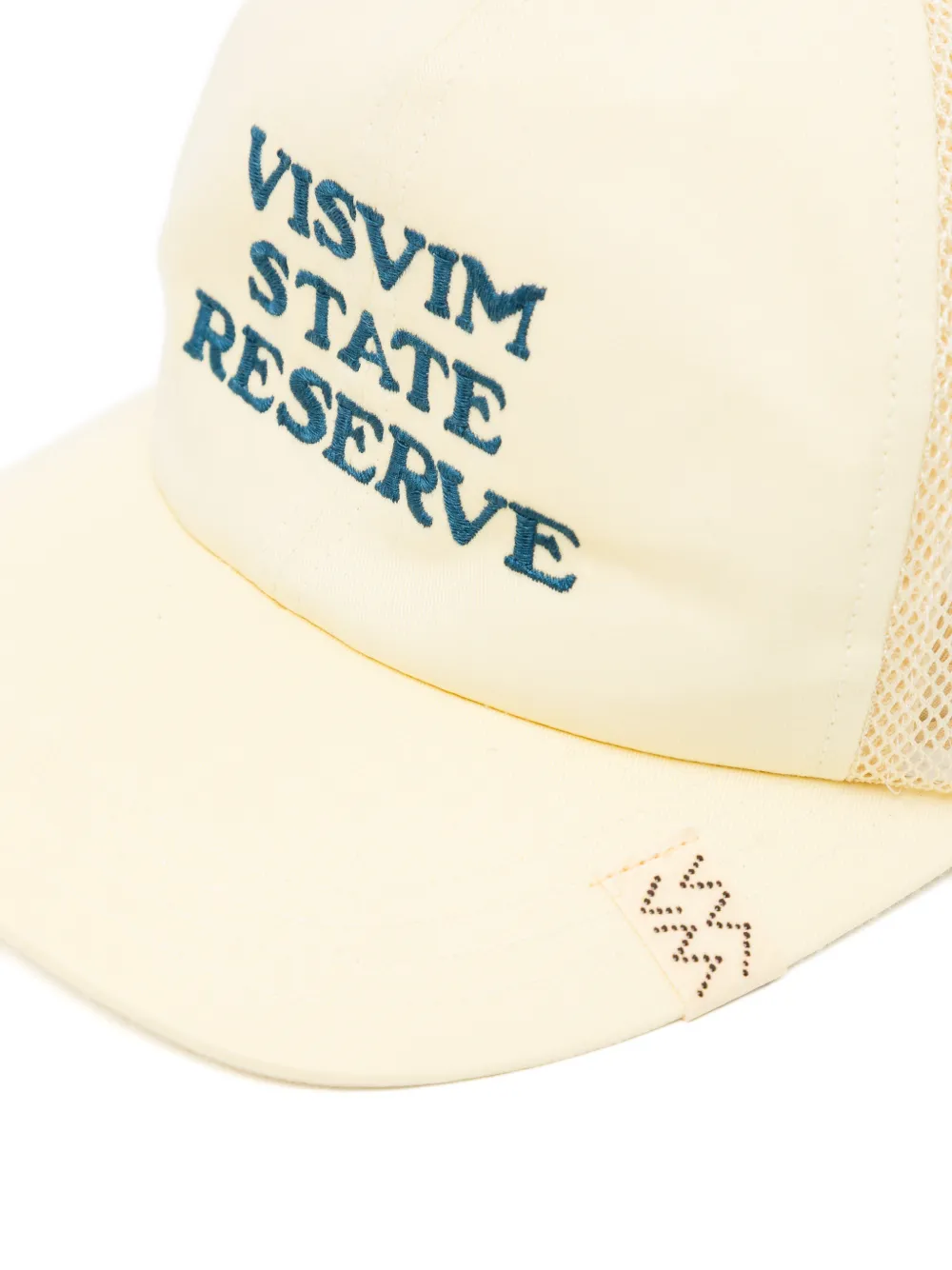 Visvim Mesh-panel Embroidered Cap In Yellow