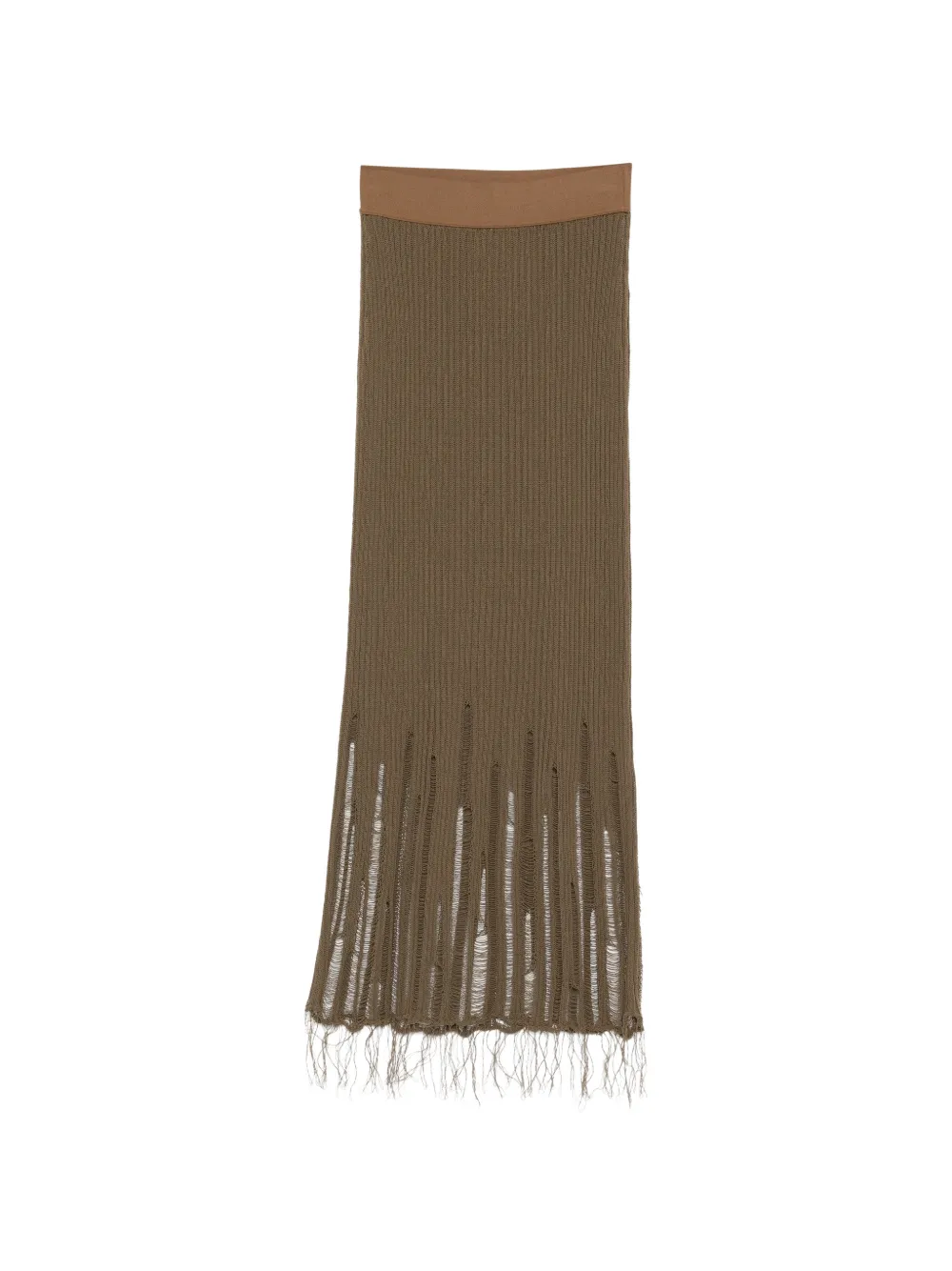 Uma Wang distressed ribbed-knit skirt - Marrone