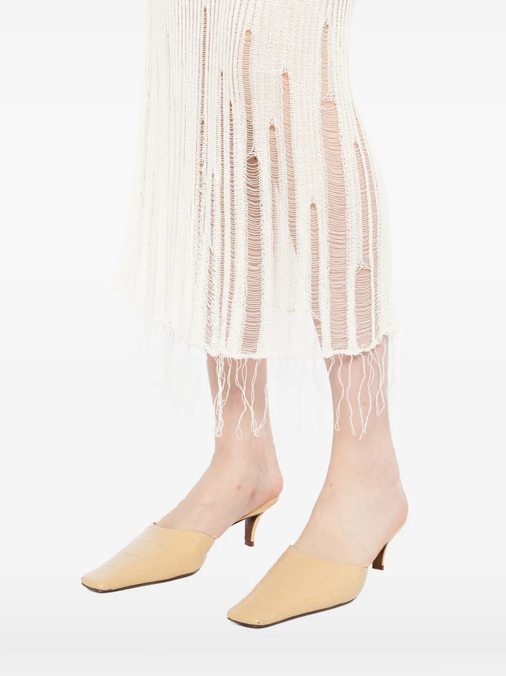 Uma Wang Gerafelde midi-rok Beige