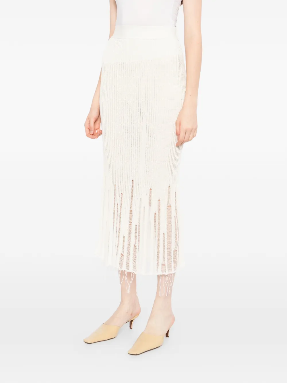 Uma Wang Gerafelde midi-rok Beige