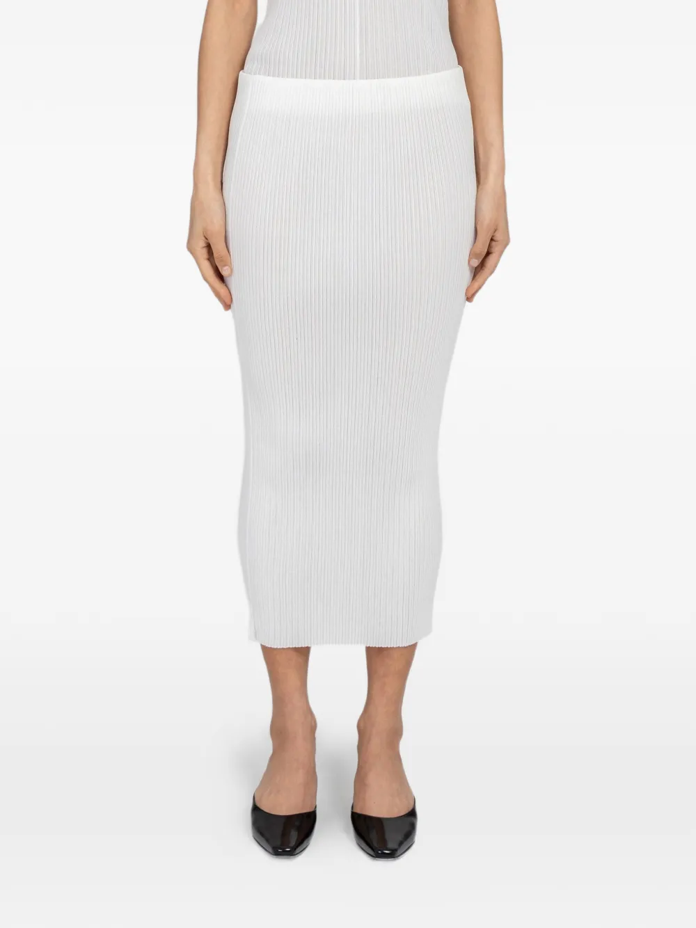 Amomento Knitted Midi Skirt In White
