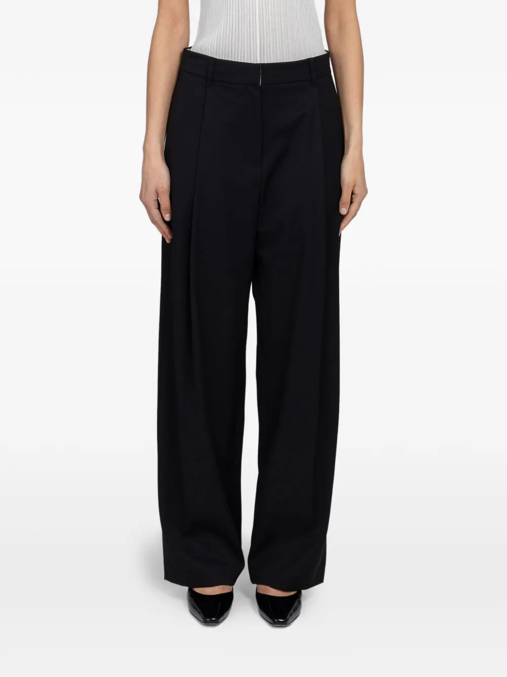 Amomento wide-leg tucked trousers - Nero