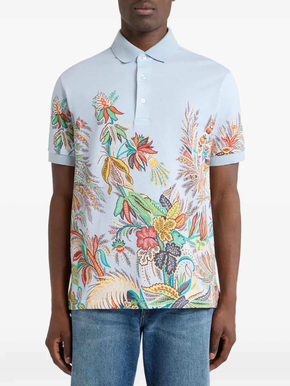 ETRO Poloshirt met bloemenprint Blauw