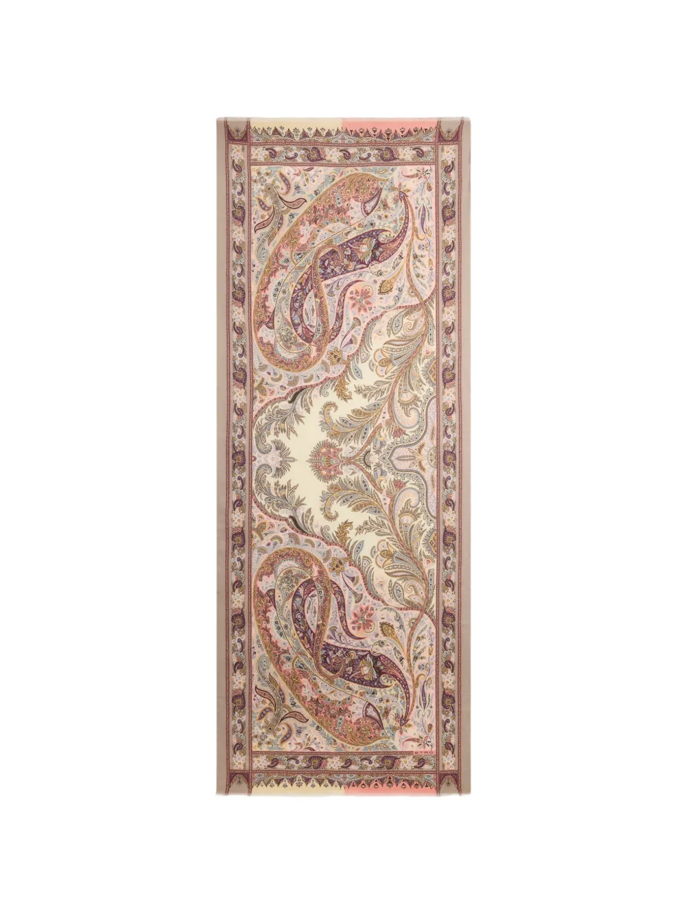 ETRO cashmere, silk and wool scarf with Paisley motif - Nude