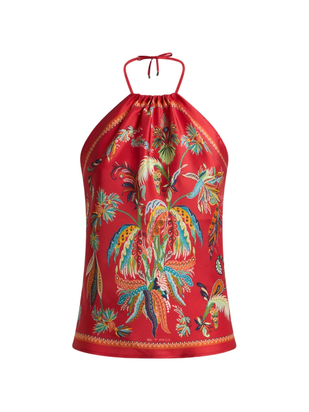 ETRO paisley-print silk halterneck top - Rosso