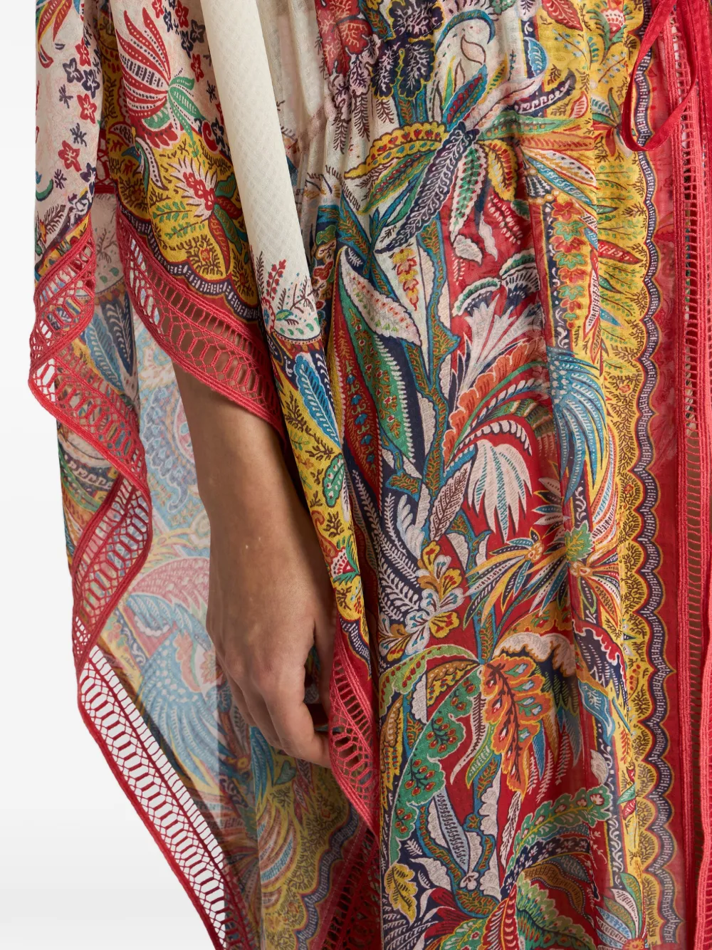 ETRO midi-jurk met paisley-print en franje Beige