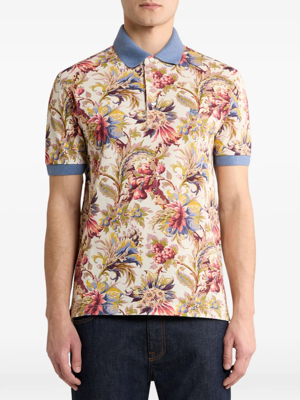 ETRO Poloshirt met bloemenprint Blauw